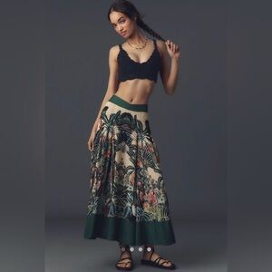 NWOT Jungle Print V-Waist Midi Skirt, Size S